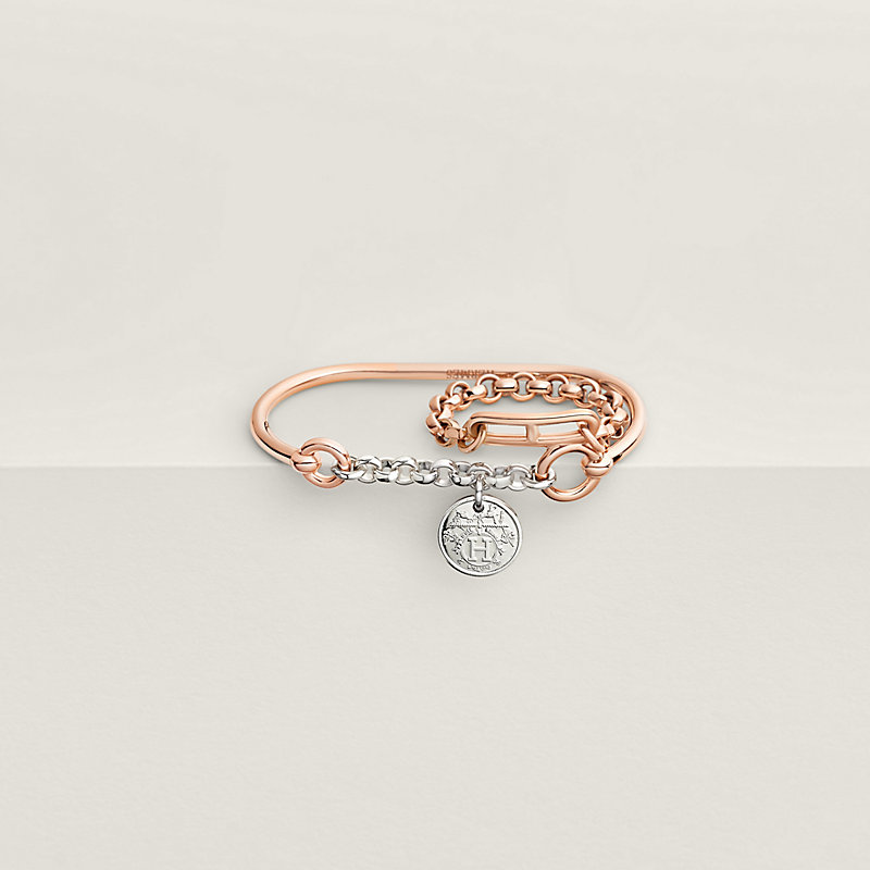 Mix and H double ring - Rose gold | Hermès Mainland China